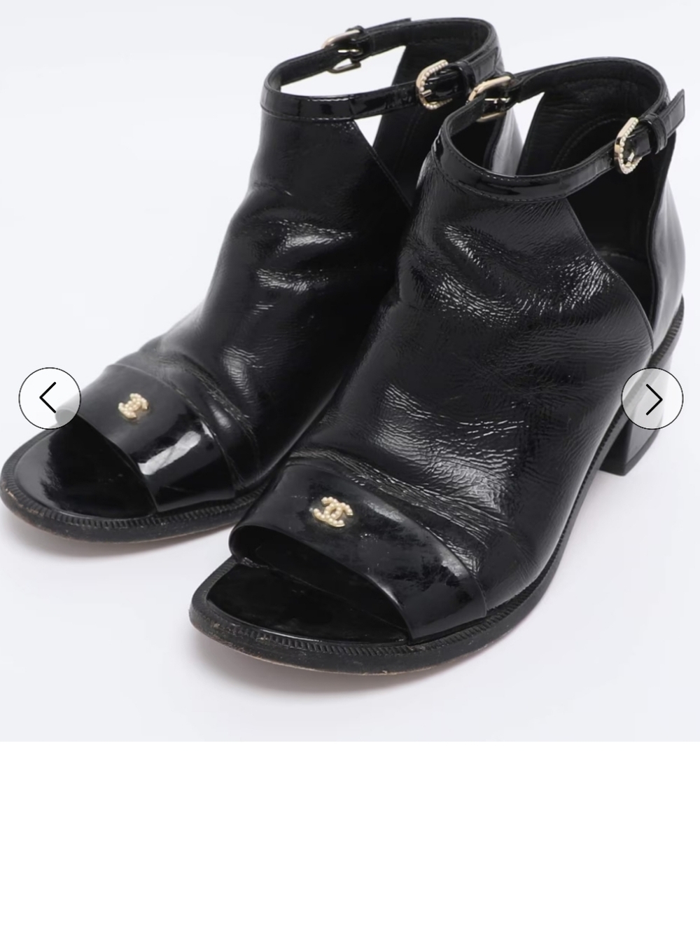 Black Open-Toe Ankle Booties with Gold Accent